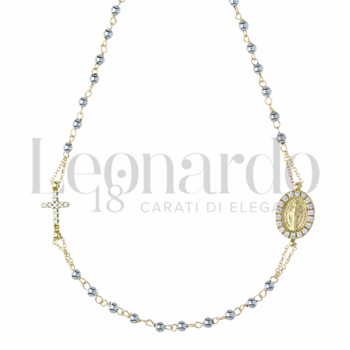2,50 mm Diametro sfere con Zircone bianco in Oro Giallo e Oro Bianco da 5,5gr.