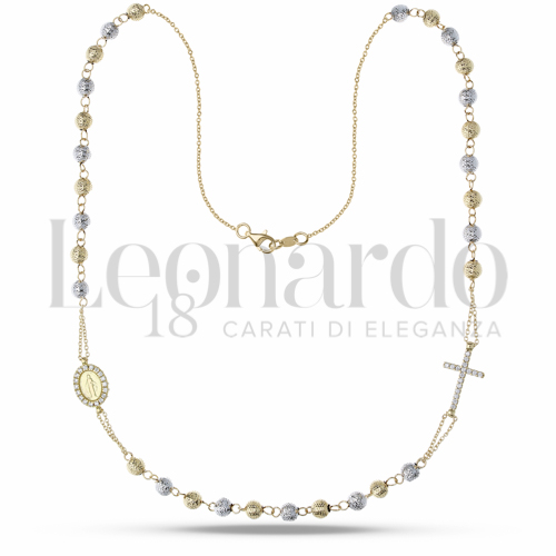 5 mm Diametro sfere con Zircone bianco in Oro Giallo e Oro Bianco da 8,6gr.