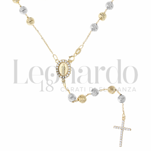 5 mm Diametro sfere con Zircone bianco in Oro Giallo e Oro Bianco da 13,8gr.