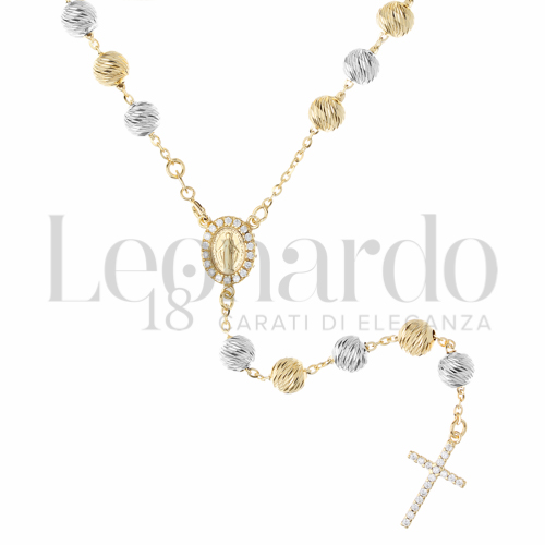 6 mm Diametro sfere con Zircone bianco in Oro Giallo e Oro Bianco da 23,3gr.