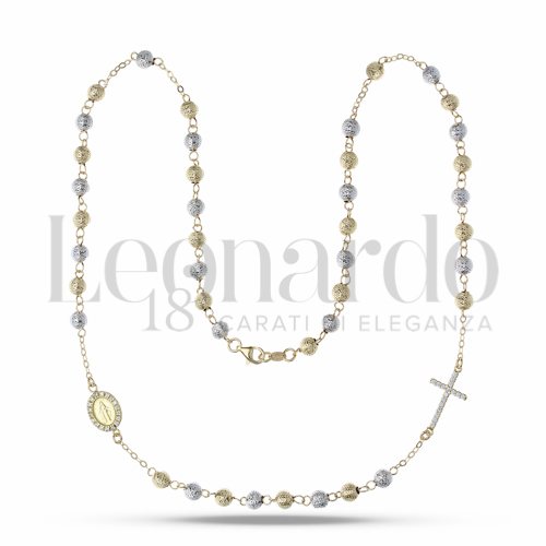 5 mm Diametro sfere con Zircone bianco in Oro Giallo e Oro Bianco da 10,3gr.