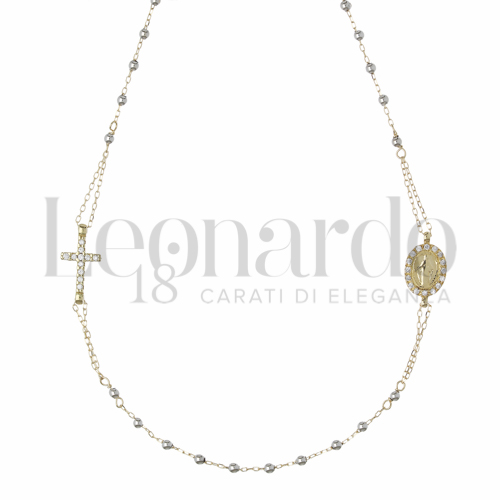 2 mm Diametro sfere con Zircone bianco in Oro Giallo e Oro Bianco da 2,7gr.