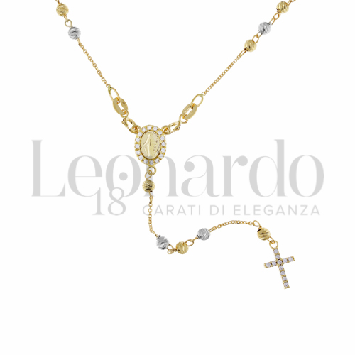 3 mm Diametro sfere con Zircone bianco in Oro Giallo e Oro Bianco da 7,1gr.