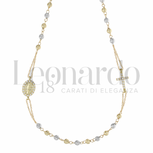 3 mm Diametro sfere con Zircone bianco in Oro Giallo e Oro Bianco da 4,8gr.