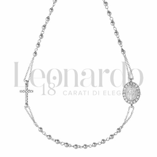 2,50 mm Diametro sfere con Zircone bianco in Oro Bianco da 5,2gr.
