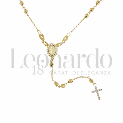 Collane Rosario Ammagliato Pendente in Oro 18 Carati Lunghezza: 45 cm Diametro sfere: 3 mm Finitura o colore: Diamantata 