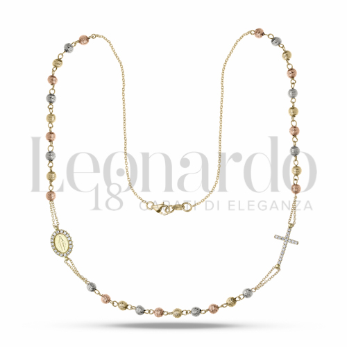 4 mm Diametro sfere con Zircone bianco in Oro Giallo, Oro Bianco e Oro Rosa da 7,9gr.