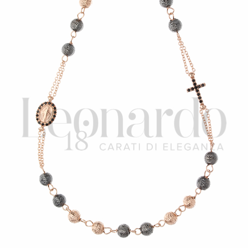 5 mm Diametro sfere con Zirconi neri in Oro Rosa e Oro Brunito da 7,6gr.