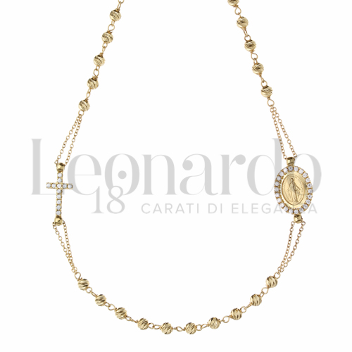 3 mm Diametro sfere con Double Face - Zirconi Bianchi + Zirconi neri in Oro Giallo da 6,7gr.