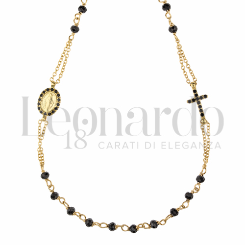 3 mm Diametro sfere con Spinelli + Zirconi neri in Oro Giallo da 5,8gr.