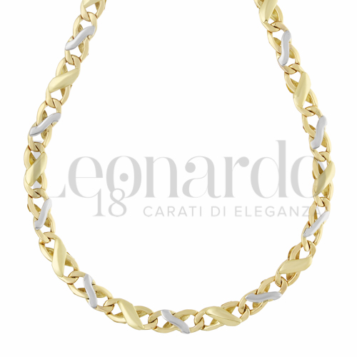 CARISSIMA Collana In Oro Giallo 9 Carati (375) – Catena Figaro Belcher Diamond Cut 2.5 Mm, Lunghezza 46 Cm