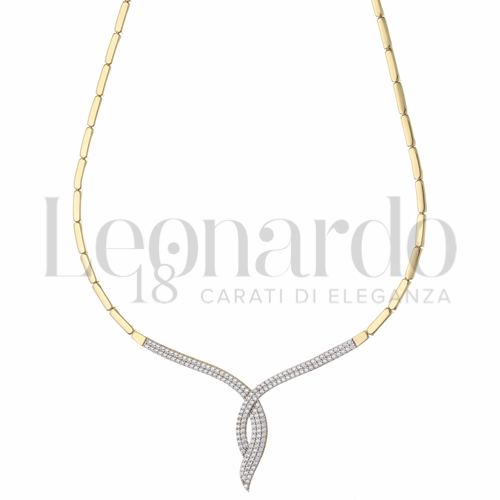 45 cm con Zircone bianco in Oro Giallo e Oro Bianco da 12gr.