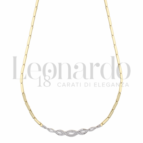 45 cm con Zircone bianco in Oro Giallo e Oro Bianco da 10,8gr.