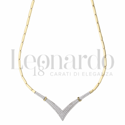 45 cm con Zircone bianco in Oro Giallo e Oro Bianco da 12,8gr.