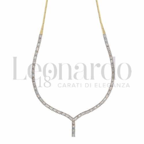 45 cm con Zircone bianco in Oro Giallo e Oro Bianco da 10,1gr.