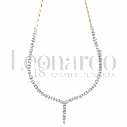45 cm con Zircone bianco in Oro Giallo e Oro Bianco da 10,5gr.