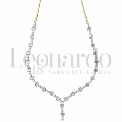 45 cm con Zircone bianco in Oro Giallo e Oro Bianco da 12,4gr.
