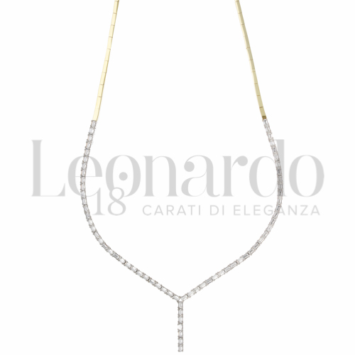 45 cm con Zircone bianco in Oro Giallo e Oro Bianco da 9,6gr.