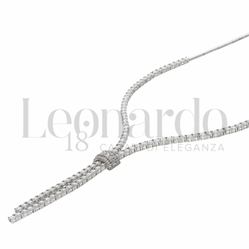 Set Collana E Bracciale Tennis Donna In Argento Con Cristalli - Ipoallergenico, Regolabile, Per Sposa