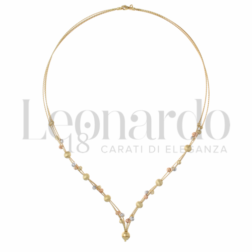 Moschettone a Pera in Oro Giallo, Oro Bianco e Oro Rosa da 8,6gr.