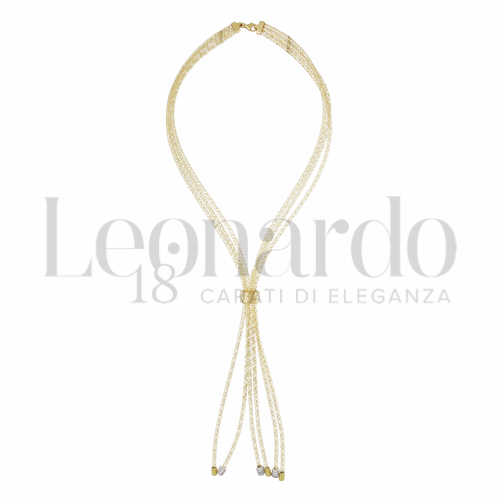 Moschettone a Pera con Zircone bianco in Oro Giallo e Oro Bianco da 14,1gr.