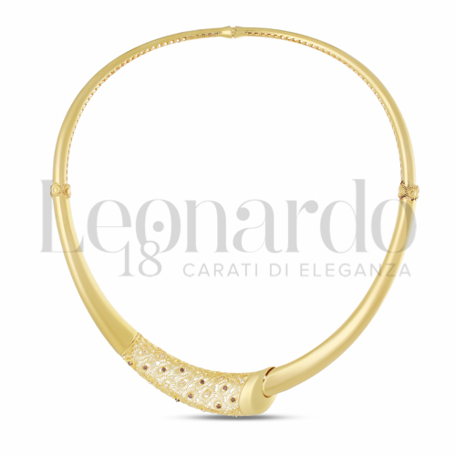 con Zirconi bianchi e zirconi Brown in Oro Giallo da 24,1gr.