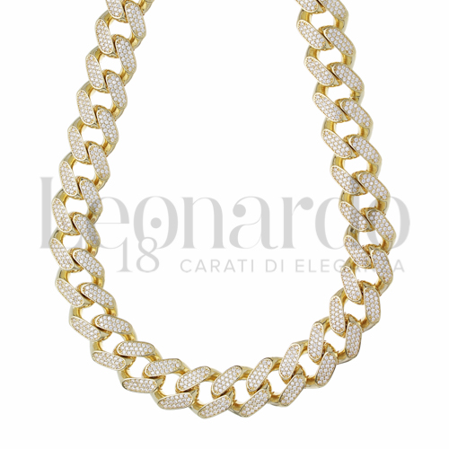 70 cm con Pavé di zirconi bianchi in Oro Giallo da 103,4gr.