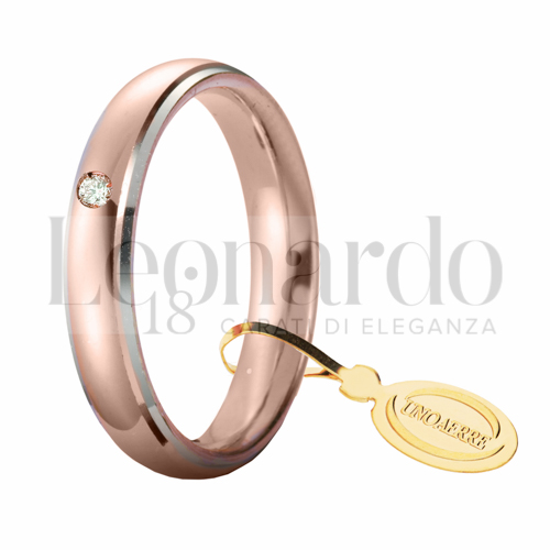 modello da 4 mm in Oro Rosa e Oro Bianco con Diamante