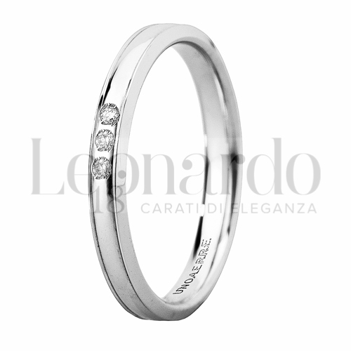 modello Slim in Oro Bianco con 3 Diamanti