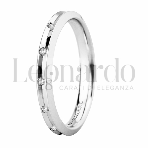 modello Slim in Oro Bianco con 8 Diamanti
