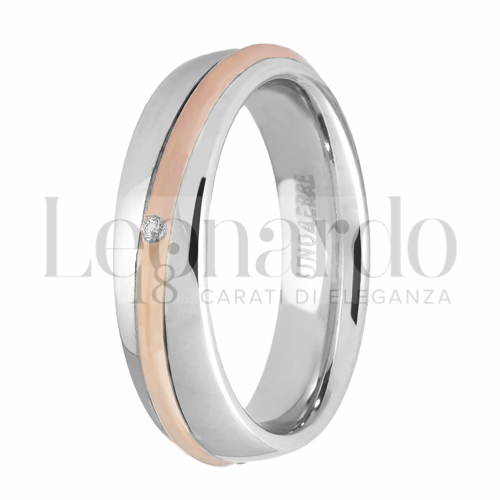 modello in Oro Rosa e Oro Bianco con Diamante
