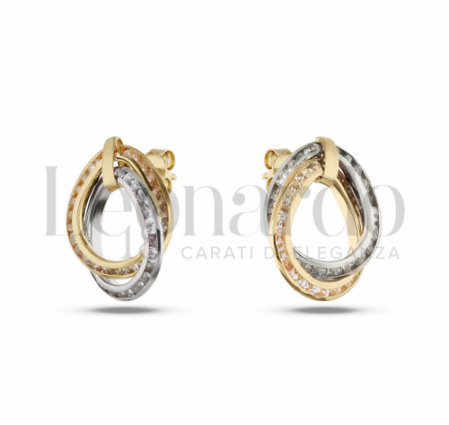 con Zircone bianco in Oro Giallo e Oro Bianco da 2,6gr.