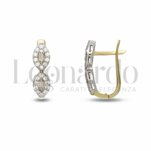Orecchini A Perno In Oro Giallo 585 (14kt) Con Zircone Peridoto 3mm - NKlaus Per Donna - Chiusura A Farfalla