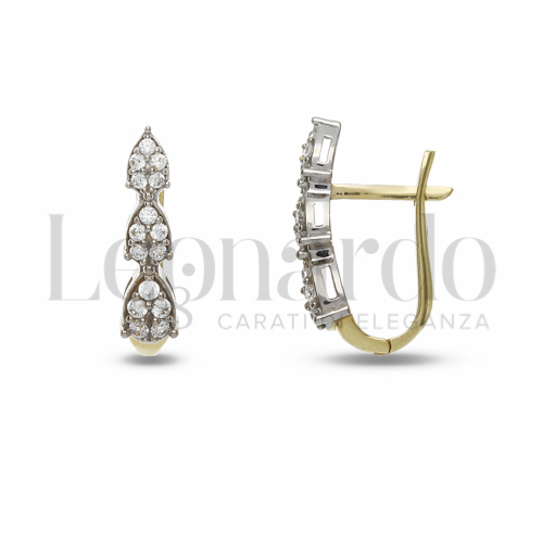 con Zircone bianco in Oro Giallo e Oro Bianco da 2,7gr.