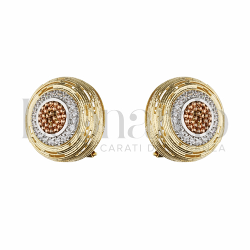 Misura o forma Tondo con Zircone bianco in Oro Giallo, Oro Bianco e Oro Rosa da 11,3gr.
