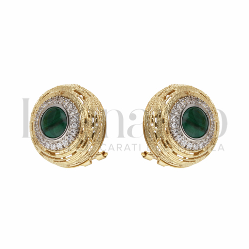 con Pietra verde in Oro Giallo e Oro Bianco da 11,3gr.