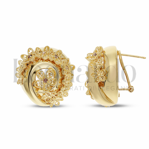 Misura o forma Tondo con Zirconi bianchi e zirconi Brown in Oro Giallo da 11,2gr.