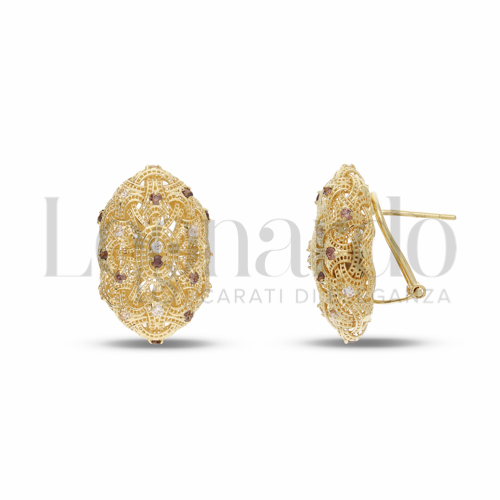 Misura o forma Ovale con Zirconi bianchi e zirconi Brown in Oro Giallo da 5,3gr.