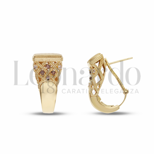 con Zirconi bianchi e zirconi Brown in Oro Giallo da 7,7gr.