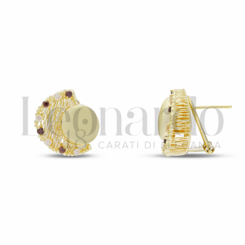 con Zirconi bianchi e zirconi Brown in Oro Giallo da 5,4gr.