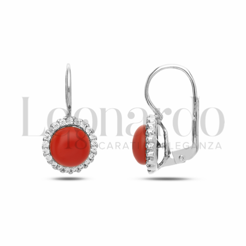con Corallo e Zirconi Bianchi in Oro Bianco da 4,4gr.
