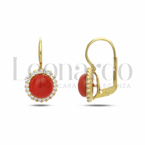 con Corallo e Zirconi Bianchi in Oro Giallo da 4,9gr.