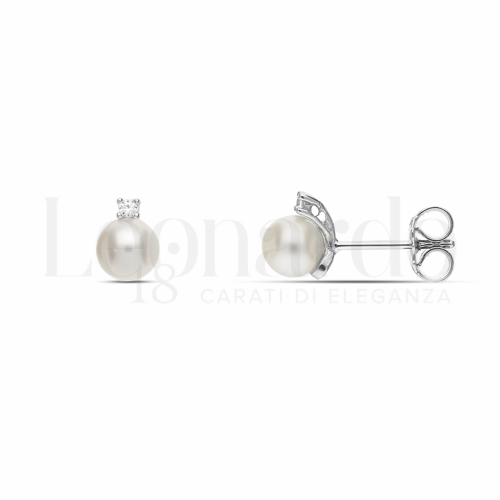 Misura o forma 2° Misura con Perla & Zirconi bianchi in Oro Bianco da 1,6gr.
