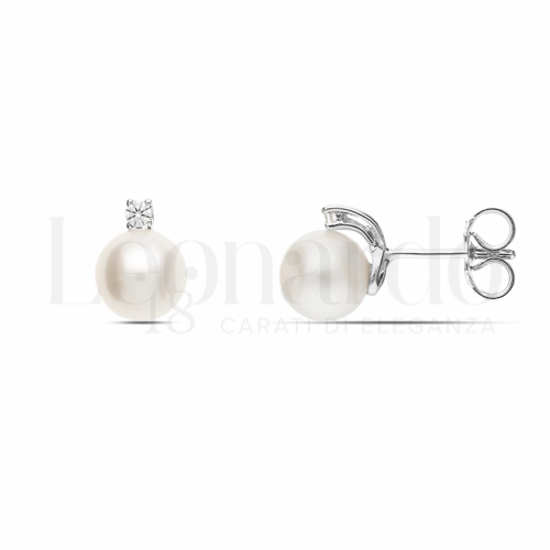 Misura o forma 4° Misura con Perla & Zirconi bianchi in Oro Bianco da 2,3gr.