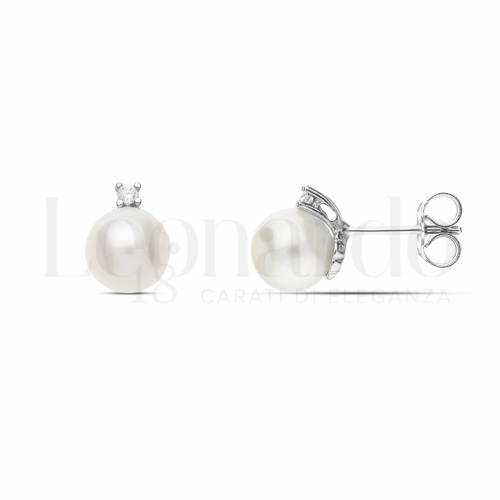 Misura o forma 5° Misura con Perla & Zirconi bianchi in Oro Bianco da 2,7gr.