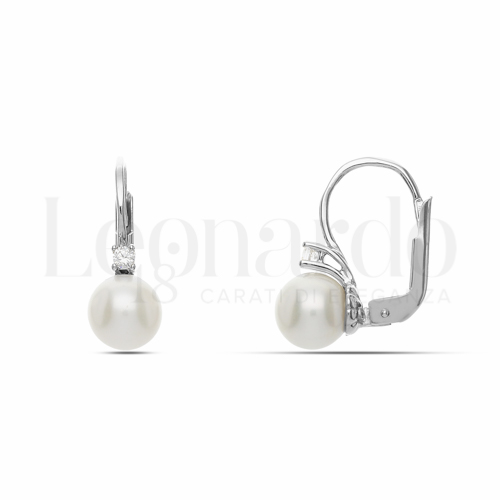 Misura o forma 3° Misura con Perla & Zirconi bianchi in Oro Bianco da 2,9gr.
