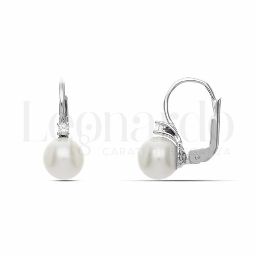 Misura o forma 4° Misura con Perla & Zirconi bianchi in Oro Bianco da 2,8gr.