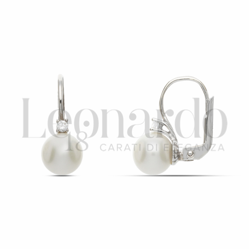 Misura o forma 5° Misura con Perla & Zirconi bianchi in Oro Bianco da 3gr.
