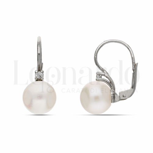 Misura o forma 6° Misura con Perla & Zirconi bianchi in Oro Bianco da 5,4gr.