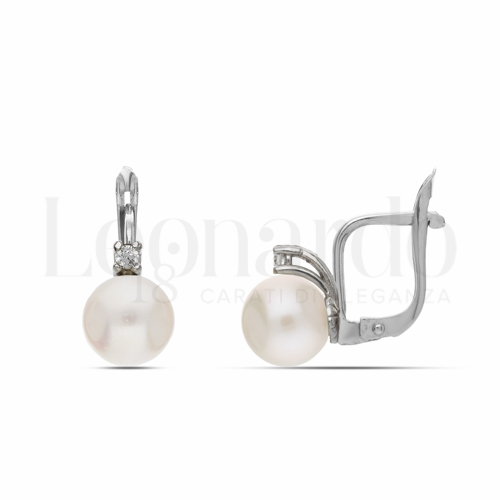 Misura o forma 4° Misura con Perla & Zirconi bianchi in Oro Bianco da 3,6gr.